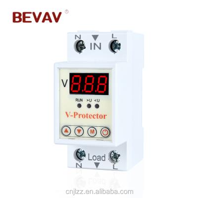 China Adjustable Over&Under Voltage Protector V-Protector 40A 63A Home Appliance Smart Guardian BE-1VDIN for sale