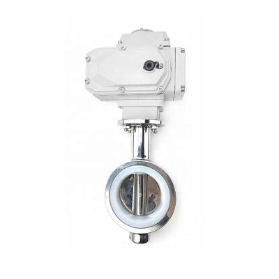 China General Wafer SUS304 Stainless Steel Butterfly Valve Silicone Electric Soft Seal Food Grade d971x-16p for sale