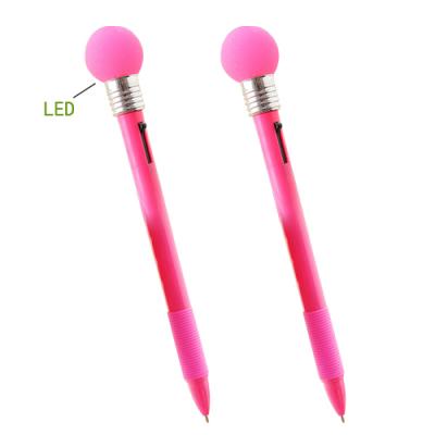 China Personalized Novelty Pens For Kids Pink With LED Light for sale