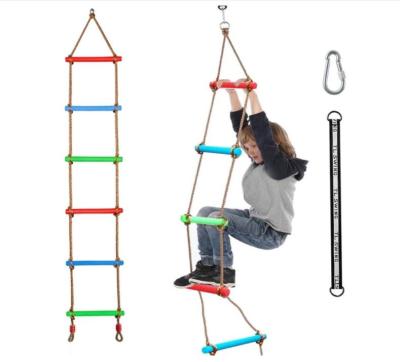 China Modern Climbing Rope Ladder Tree Swing Set For Backyard With Plastic 6 Section for sale