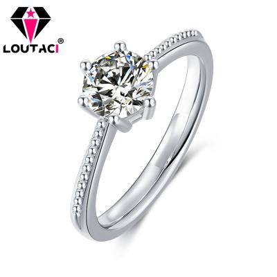 China LOUTACI Jewelry Fashion Moissanite Rings S925 Sliver D Color VVS1 1 Carat Brilliant Cut Affordable Women's Rings CLASSIC for sale