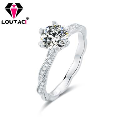 China LOUTACI Wholesale Fashion Jewelry CLASSIC Wholesale Moissanite VVS1 Round D Color 1 Carat High Quality Wedding Ring For Women for sale