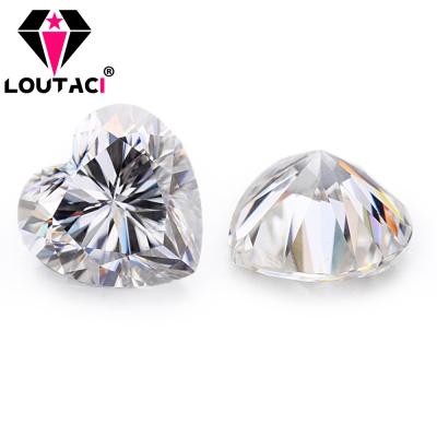 China Fire LOUTACI Color Set Or Jewelery Setting Gems And Stones In The World Excellent Value VVS1 White Moissanite Cut Heart Shape for sale