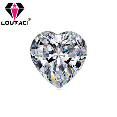 China Fire LOUTACI Color Set Or Jewelery Setting Gems And Stones In The World Excellent Value VVS1 White Moissanite Cut Heart Shape for sale