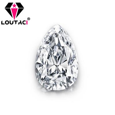 China Color Play or Rarest Fire Stone LOUTACI Moissanite in the World Color Pear DEFGHIJ Cut White VVS1 Jewelry Ring for Lady for sale