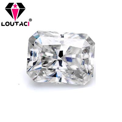 China Color Play or Brilliant Earth of Fire LOUTACI Moissanite Diamond Engagement Rings with Radiant Cut Gemstones DEFGHIJ Color VVS1 White for sale