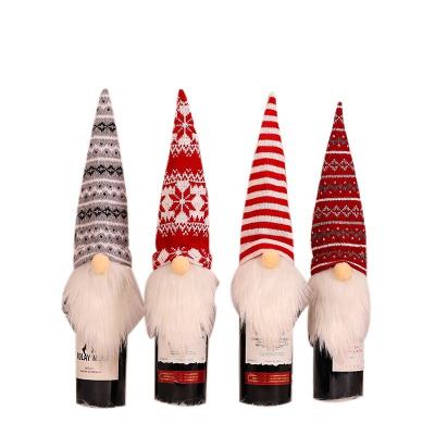 China Champagne Bottle Cover Dress Up Christmas Woolen Holiday Party Wine Bottle Cap Decor Living Room Home Ornaments for sale