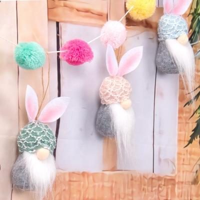 China 2022 Plush 5PCS/SET Sublimation Easter Bunny Hanging Bingle Stuffed Decoration Rabbit Plush Toys Gifts for sale