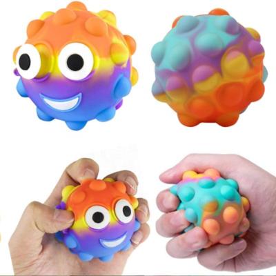 China Toy Pop Inflatable Stress Ball 3D Bubble Squeeze Sensory Squeeze Balls Silicone Stress Balls Wiggle Toys for sale