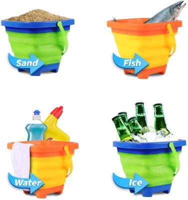 China Folding Playground Beach Folding Bucket Fishing For Kids Universal Sand Camp Beach Camping Square Bucket for sale