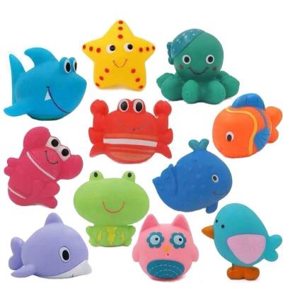 China Wet Water Squeeze Sounds Toy Bath Toy Animals Swimming Play Toy Gift For Baby Kids Duck Dabbling Squeeze Sound Mini Colorful Soft Floating Rubber for sale