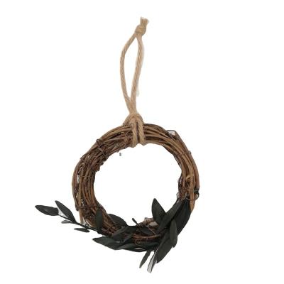 China Green Garland Rattan Christmas Tree Ornament Artificial Hanging Decoration Leaf Winter Environmental Protection 10cm for sale