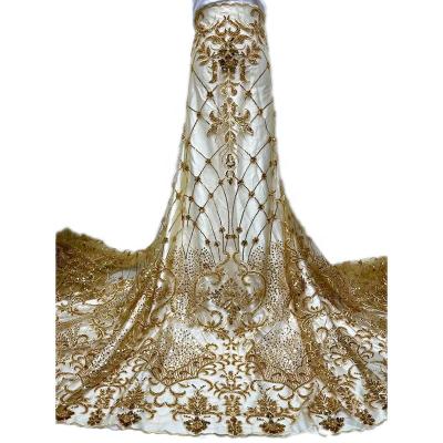 China Gold Viable High Quality African French Embroidery Lace Fabric Hot Sale French Lace Fabric for sale