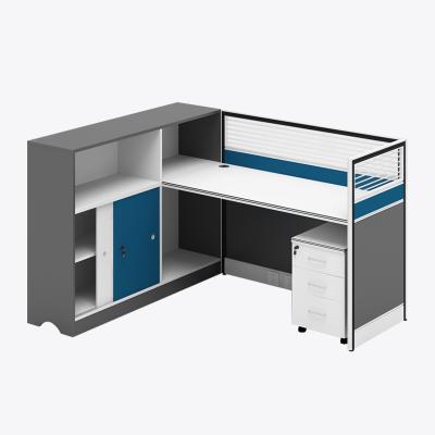 China Table Top Modern Melamine Office Furniture Glass Partition Office Desk Thickened Wooden Workstation With Drawers for sale