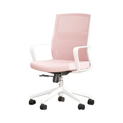 China Comfortable Pink Ergonomic Student Family Meeting Room Swivel Chair Staff Office Rotation Chair for sale