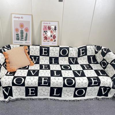 China Portable Rawhouse Hand Knit White Plain Cotton Covering Knitted Throws Home Use Sofa Covers for sale