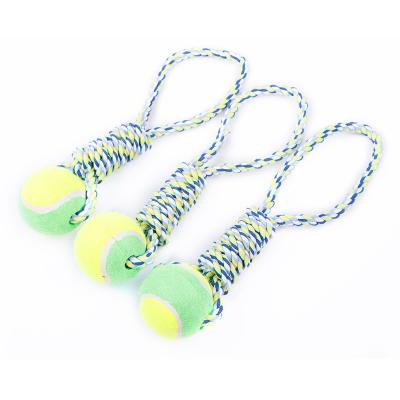 China Wholesale Cheap Durable Cotton Rope Stored Tennis Ball Interactive Chew Toy For Dogs for sale