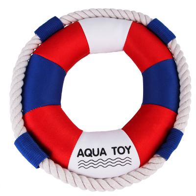 China Best Quality Soft Stocked Cotton Rope Material Noise Chewing Toy Life Buoy For Dog for sale