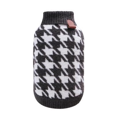 China Viable Luxury Houndstooth Printed Sweater Dog Clothes Cute Cozy Fashion Warm Apparel For Holiday Christmas for sale