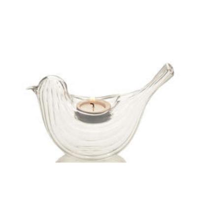 China Clear Glass Tea Light Candle Holder Satin Bird Swallow Figurine Candle Holder Tea Light for sale