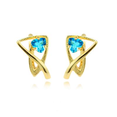 China FASHIONABLE Muyang 18k 14k Gold Plated Wholesale Blue CZ Stainless Steel Women's Earring 2022 for sale