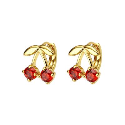 China 2022 Trendy Muyang Fruit Shape Earrings 18k Gold Trendy For Women Iced Out Girls Jewelry for sale