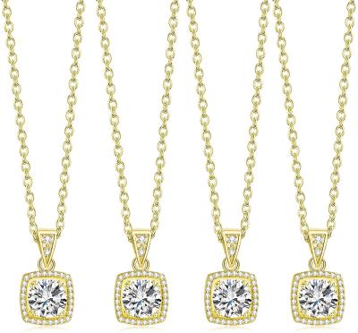 China Dropshipping Romantic Necklace 14K Rose Gold Plated Cubic Zirconia Diamond Necklace Round Diamond Pendant set 6 for sale