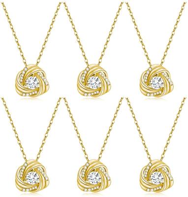 China Amazon Dropshipping Romantic Hot Selling Bridesmaids Necklace 14K Gold Plated Knot Necklaces Bridesmaid Proposal Gift Set 6 for sale