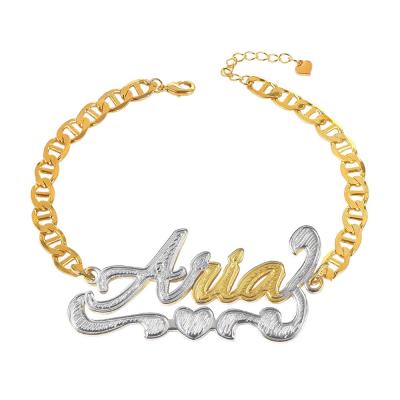 China Custom CLASSIC Personalized Name Bracelet Crown 18k Gold Plated Gold Plated Chain Bracelet Design Jewelry for sale