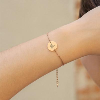 China Simplicity European and American border enamel bracelet personality name bracelet lettering plant flower bracelet for sale