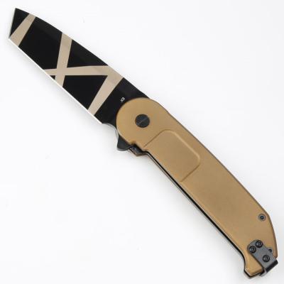 China BF2RCT Double Knife N690 Blade CNC 6061-T6 Gold Handle Aluminum Alloy Knife Customized Camping Action Hunting EDC Knife for sale