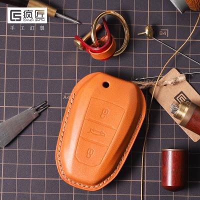 China 2021 Luxury and 100% Eco-friendly NEW Top Grade LeatherCraft Hands Stitching Genuine Leather Smart Car Head Body Cover For Peugeot/Citroen/DS for sale