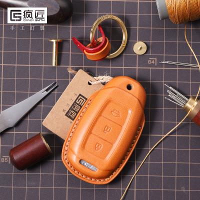 China 2021 Luxury and 100% Eco-friendly NEW Top Grade LeatherCraft Hands Stitching Genuine Leather Smart Car Head Body Cover For Hyundai IX35/LAFESTA/Santa for sale