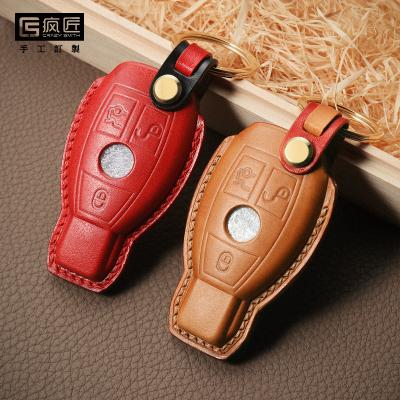 China 2021 NEW luxury gifts and 100% eco-friendly and crafts hand high stitching grade full grain genuine leather smart car key case cover for Benz C200/GLA/glc/GLE/S for sale