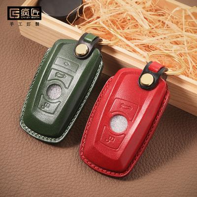 China 2021 NEW luxury gifts and 100% eco-friendly and crafts hand high stitching grade full grain smart car genuine leather key case cover for BMW 320LI\M3\GT5\x4 for sale