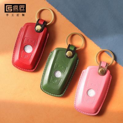 China 2021 Luxury & 100% Eco-friendly NEW High Grade Handmade Craft Genuine Leather Car Key Cover Smart Cases For BMW 320LI\M3\GT5\x4 for sale