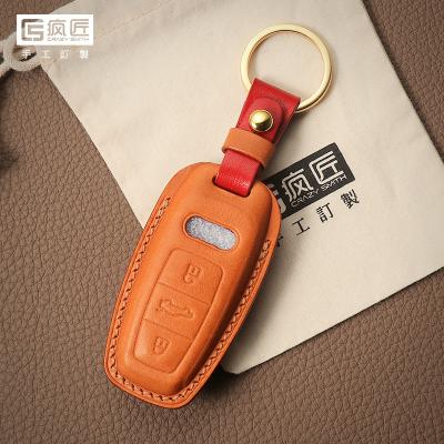 China NEW 2021 Luxury Handmade High Grade Full Grain Car Key Case Cover Key Sewing Genuine Leather Smart Wallets and 100% Eco-friendly For Audi A6L/7/A8L/Q8 for sale