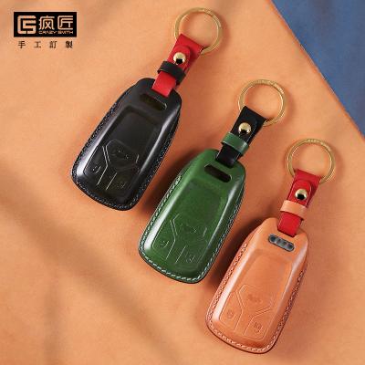 China NEW 2021 Luxury Handmade High Grade Full Grain Car Key Sewing Genuine Leather Smart Covers and 100% Eco-friendly For AUDI A4L/Q5L/A5/TTS/Q7 for sale