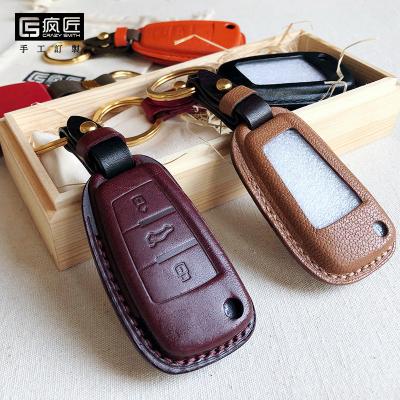 China 2021 Luxury and 100% Eco-friendly NEW Top Grade LeatherCraft Hands Stitching Genuine Leather Car Key Case Smart Cover For AUDI Q3/A6L/Q7 for sale