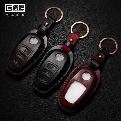 China NEW 2021 Luxury Handmade High Grade Full Grain Car Key Stitching Genuine Leather Smart Covers and 100% Eco-friendly For Volkswagen Touareg for sale