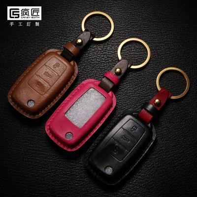 China NEW 2021 Luxury Handmade High Grade Full Grain Car Key Stitching Genuine Leather Smart Covers and 100% Eco-friendly For Volkswagen Sagitar\Bora\Tiguan\Wei colla for sale