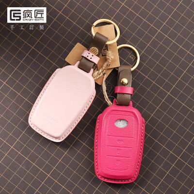 China NEW 2021 Luxury Handmade High Grade Full Grain Car Key Sewing Genuine Leather Smart Covers and 100% Eco-friendly For Toyota/Corolla/RAV4/Prado Highlander for sale