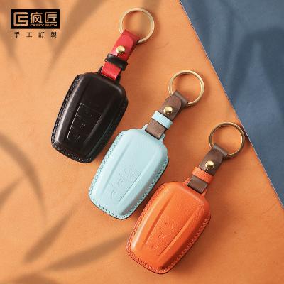 China NEW 2021 Luxury Handmade High Grade Full Grain Car Key Stitching Genuine Leather Smart Covers and 100% Eco-friendly For Toyota Camry/Prado/Avalon/IZOA for sale