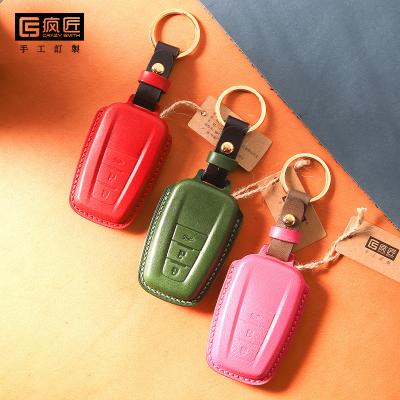 China 2021 Luxury and 100% Eco-friendly NEW Top Grade LeatherCraft Hands Stitching Genuine Leather Smart Car Key Case Cover For Toyota Camry/Prado/Avalon/IZOA for sale