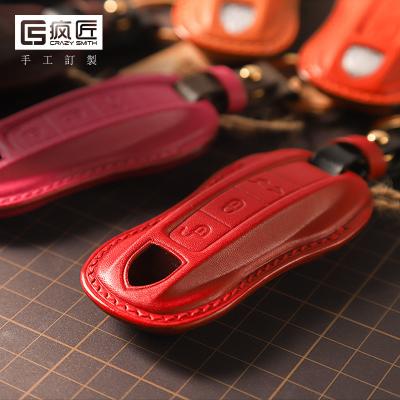 China NEW 2021 Luxury Handmade High Grade Full Grain Car Key Sewing Genuine Leather Smart Covers and 100% Eco-friendly For Porsche for sale