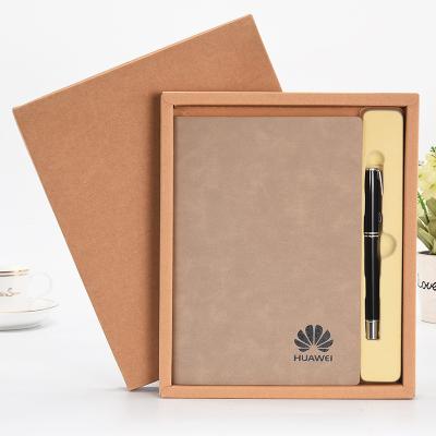 China Normal High-quality Custom Office Company Business Gift Set A5 PU Leather Cover Notebook With Pen for sale