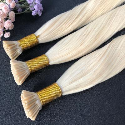 China Silky Straight Wave 100% Human Hair straight Cuticle Aligned  i Tip Hair Extension Raw Russian Hair double drawn for sale