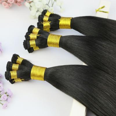 China Silky Straight Wave Wholesale  Hand Sewn Weft Hair European top quality  Cuticle Aligned Hand Tied Weft Hair Extension for sale