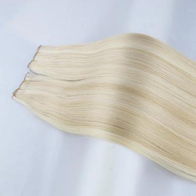 China Straight Wholesale virgin hair Extensions vendors human hair extension light color Genius hair weft Thick End Hand Tied Weft for sale