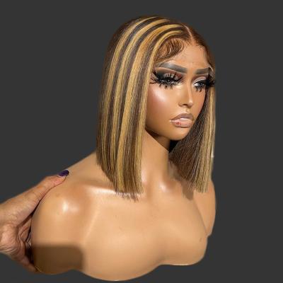 China Other BOB wig Virgin Hair Human 13x4 Hd Lace Front Highlighted Blond Wig Mix Color Hd Lace Highlighted Human Wig for Black Women for sale